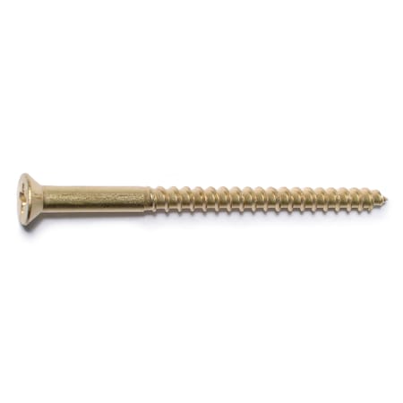Midwest Fastener Wood Screw, #8, 2-1/2 in, Plain Brass Flat Head Phillips Drive, 20 PK 68341